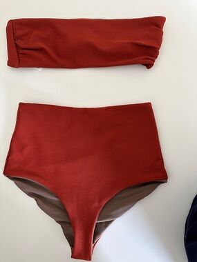 Mara Hoffman Rust Bandeau Bikini Set - High Waist